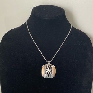 Brighton Silver plated,  Gold, Black reversible pendant necklace " Shadow Play"